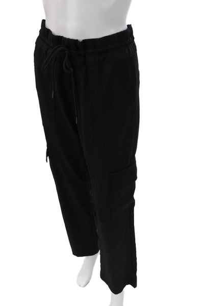 Flog Womens Black Cargo Pants Drawstring 98% Cotton Inseam 28 Size 27