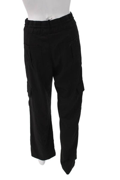 Flog Womens Black Cargo Pants Drawstring 98% Cotton Inseam 28 Size 27