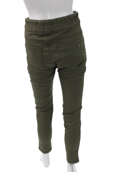 Flog Women Jogger Pants Green Cotton Drawstring Solid Fall Size 27