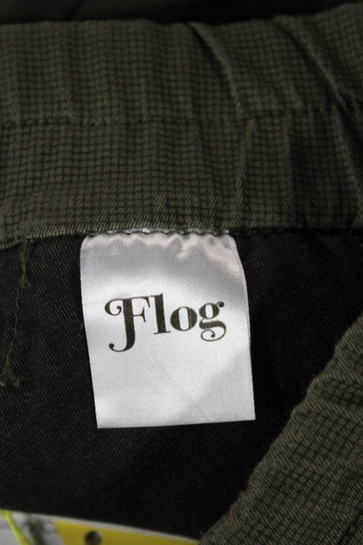 Flog Women Jogger Pants Green Cotton Drawstring Solid Fall Size 27