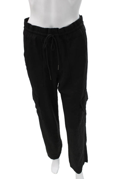Flog Womens Cargo Pants Black Cotton Blend Drawstring Size 28