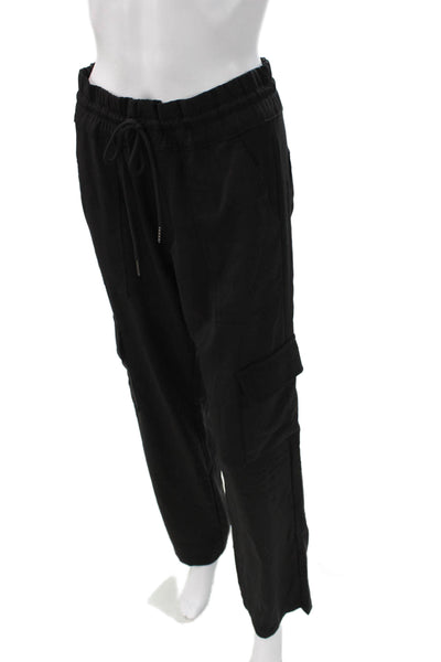 Flog Womens Cargo Pants Black Cotton Blend Drawstring Size 28