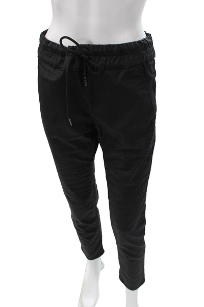 Flog Women Jogger Pants Black Cotton Drawstring Size 28