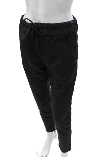 Flog Women Jogger Pants Black Cotton Drawstring Size 28
