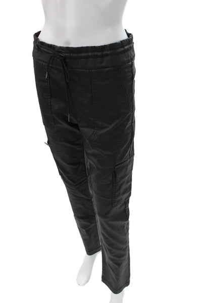 Flog Womens Cargo Pants Black Drawstring 98% Cotton 2% Lycra Size 29