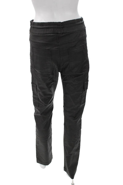 Flog Womens Cargo Pants Black Drawstring 98% Cotton 2% Lycra Size 29