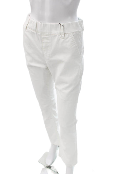 Flog Women White Chino Pants Pull On 98% Cotton Size 27
