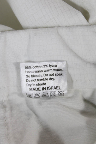 Flog Women White Chino Pants Pull On 98% Cotton Size 27