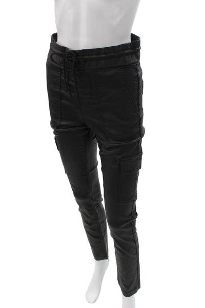 Flog Women Cargo Pants Black Drawstring 98% Cotton 2% Lycra Size 26