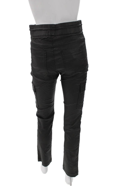 Flog Women Cargo Pants Black Drawstring 98% Cotton 2% Lycra Size 26
