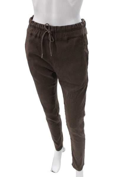 Flog Womens Jogger Pants Brown Drawstring 98% Cotton 2% Lycra Size 27