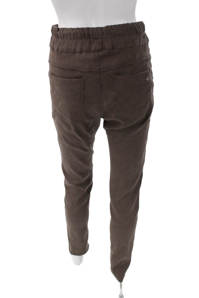 Flog Womens Jogger Pants Brown Drawstring 98% Cotton 2% Lycra Size 27