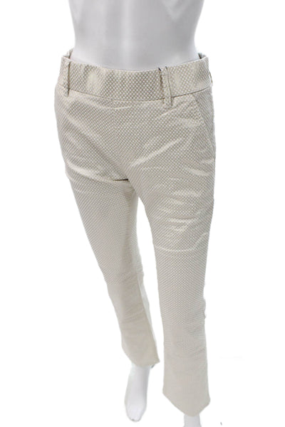 Flog Womens Beige Cotton Geometric Dress Pants Button Closure Size 26