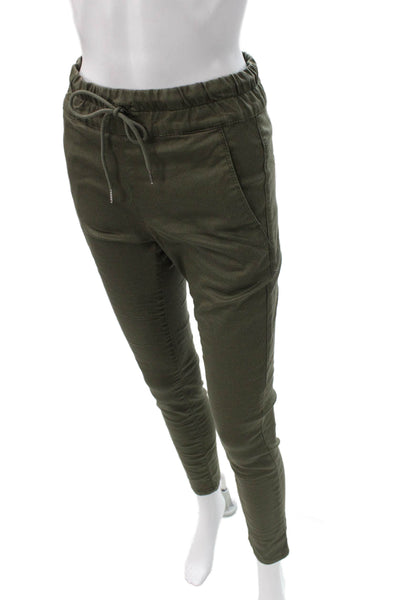 Flog Womens Jogger Pants Green Check Cotton Blend Drawstring Size 26