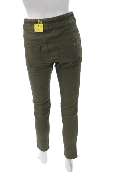 Flog Womens Jogger Pants Green Check Cotton Blend Drawstring Size 26