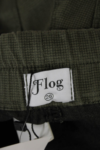Flog Womens Jogger Pants Green Check Cotton Blend Drawstring Size 26