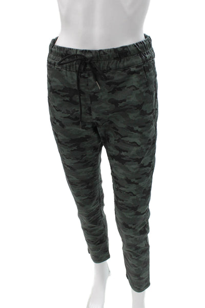 Flog Womens Jogger Pants Green Camo Cotton Drawstring Size 27