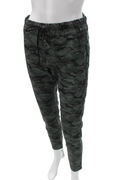 Flog Womens Jogger Pants Green Camo Cotton Drawstring Size 27