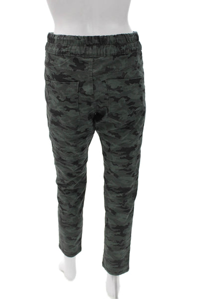 Flog Womens Jogger Pants Green Camo Cotton Drawstring Size 27