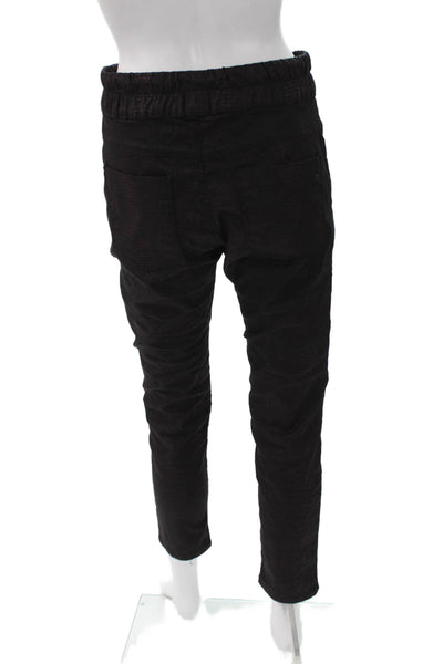 Flog Women Jogger Pants Black Drawstring Geometric Cotton Size 26