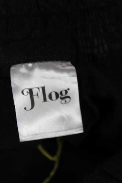 Flog Women Jogger Pants Black Drawstring Geometric Cotton Size 26