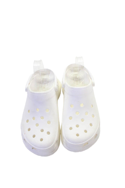 Crocs Womens Platform Slide On Iconic Comfort Flats White Size 9
