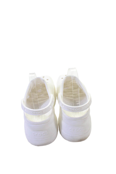 Crocs Womens Platform Slide On Iconic Comfort Flats White Size 9