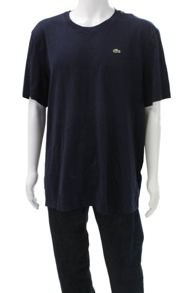 Lacoste Mens Blue Cotton Crew Neck Solid Short Sleeve T-Shirt Size 8