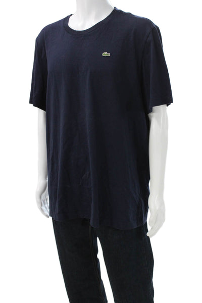 Lacoste Mens Blue Cotton Crew Neck Solid Short Sleeve T-Shirt Size 8
