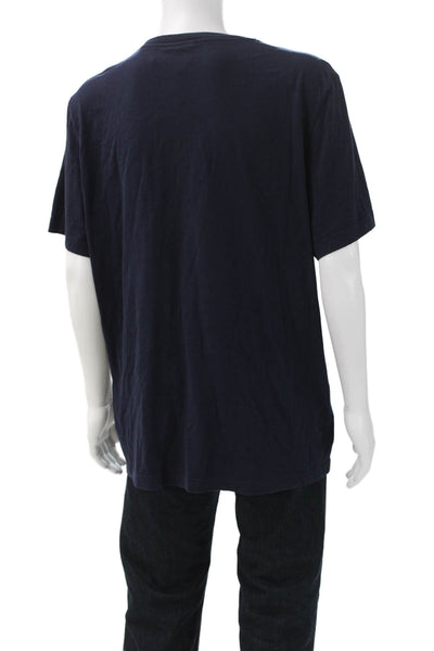 Lacoste Mens Blue Cotton Crew Neck Solid Short Sleeve T-Shirt Size 8