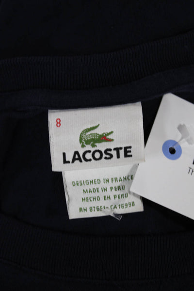 Lacoste Mens Blue Cotton Crew Neck Solid Short Sleeve T-Shirt Size 8