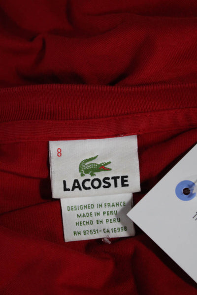 Lacoste Mens Red 100% Cotton Crew Neck Short Sleeve T-Shirt Size 8
