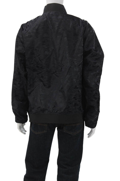 Theory Mens Camouflage Bomber Jacket Black Zip Size 2XL