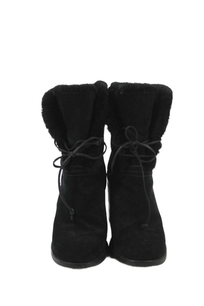 Ugg Womens Shearling Lace Up Jerene Ankle Boots Black Size 6