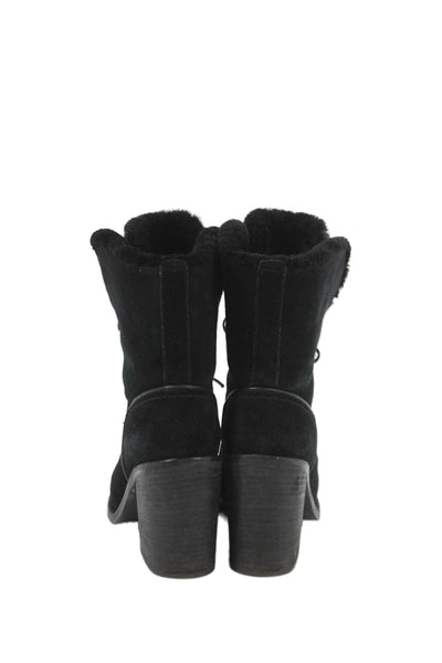 Ugg Womens Shearling Lace Up Jerene Ankle Boots Black Size 6