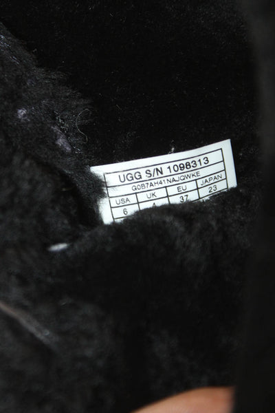 Ugg Womens Shearling Lace Up Jerene Ankle Boots Black Size 6