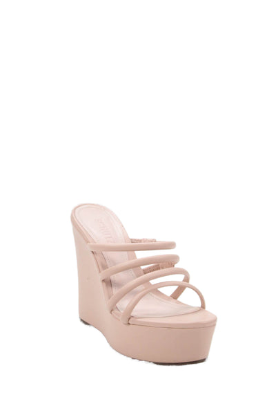 Schutz Womens Strappy Front Platform Wedge Sandals Pink Size 6 B