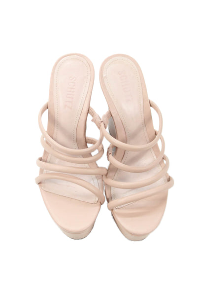 Schutz Womens Strappy Front Platform Wedge Sandals Pink Size 6 B