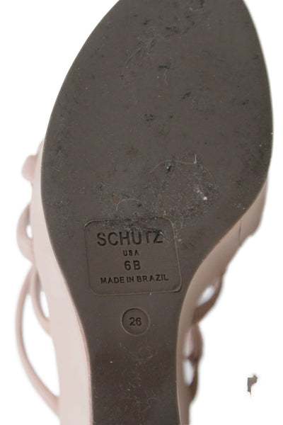 Schutz Womens Strappy Front Platform Wedge Sandals Pink Size 6 B