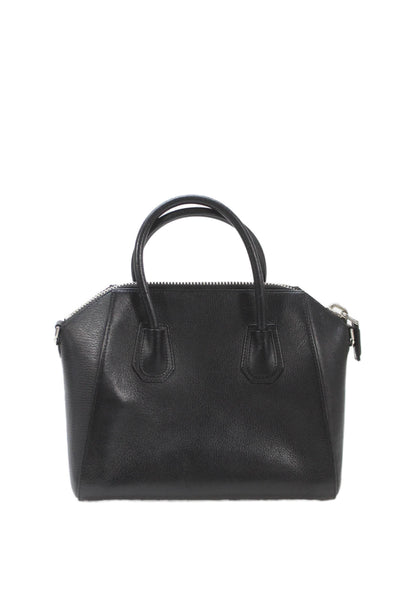 Givenchy Womens Leather Silver Tone Zipper Closure Shoulder Handbag Black