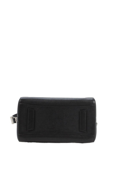 Givenchy Womens Leather Silver Tone Zipper Closure Shoulder Handbag Black