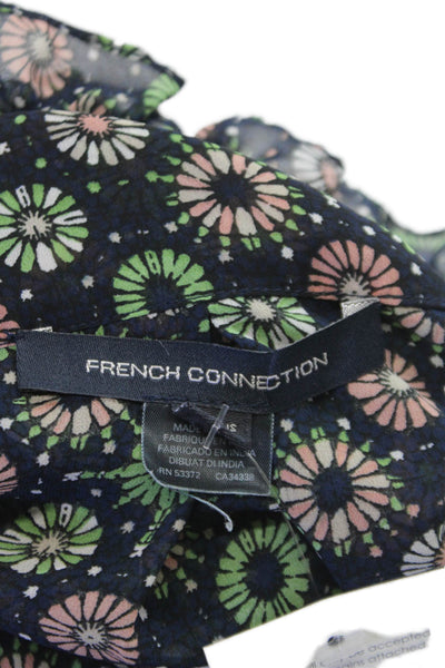 French Connection Women Shirt Dress Multicolor Chiffon Long Sleeve Size 0