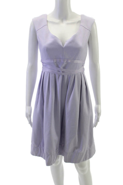 Nanette Lepore Women Fit & Flare Purple V Neck Sleeveless Knee Dress Size 4