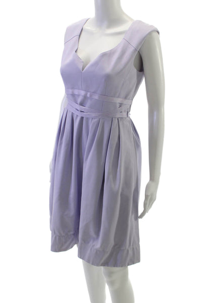 Nanette Lepore Women Fit & Flare Purple V Neck Sleeveless Knee Dress Size 4