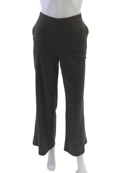 Max Studio Women Dress Pants Houndstooth Black Polyester Pull On Size L