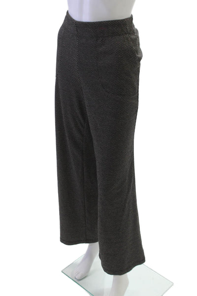 Max Studio Women Dress Pants Houndstooth Black Polyester Pull On Size L