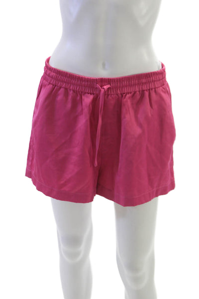 Zara Women Sweat Shorts Pink Drawstring Viscose Size L