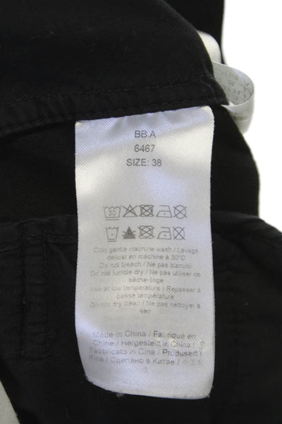 Ganni Womens Cropped Black Polyester Pants Button Closure Size 38
