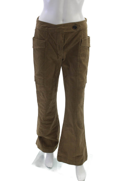 Zara Womens Cargo Pants Brown Cotton Button Closure Size S