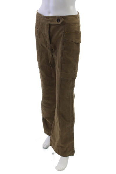 Zara Womens Cargo Pants Brown Cotton Button Closure Size S